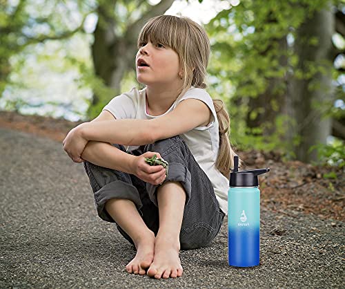 Farsea Insulated Water Bottle with Straw Lid & Spout Lid & Paracord Handle,  Stainless Steel Water Bottle Wide Mouth, Double Wall Sweat-Proof BPA-Free