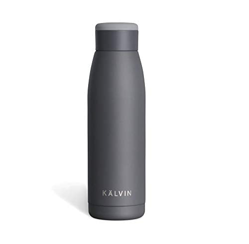 Kälvin Insulated Water Bottle, Charcoal Grey, 14.2 oz (420ml) - Shake to Activate Hand Warmer & Ice Pack, BPA Free, Hot Water Bottle