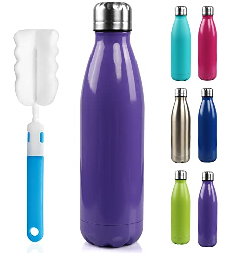 BOGI 17oz Insulated Water Bottle Double Wall Vacuum Stainless Steel Water Bottles, Leak Proof Metal Sports Water Bottle Keeps Drink Hot and Cold - Perfect for Outdoor Sports Camping Biking (Purple)
