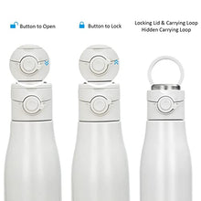 DUIERA 20 oz Water Bottle BPA Free Water Bottle Stainless Steel Keeps Cold or Hot, Insulated Water Bottle with Leak Proof Lid Lock Button & Carrying Loop, White, for Hiking/Sports/ Gym/Travel/Golf