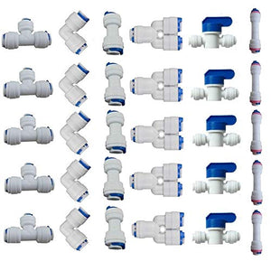 Lemoy 1/4" OD Quick Connect Push In to Connect Water Tube Fitting for RO Reverse Osmosis Water Filter Fittings Pack of 30