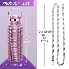 Diamond Water Bottle Bling Diamond Vacuum Flask Sparkling Glitter Thermos Bottles for Women Refillable High-end Insulated Bottle Stainless (17oz/500ml, Pink)